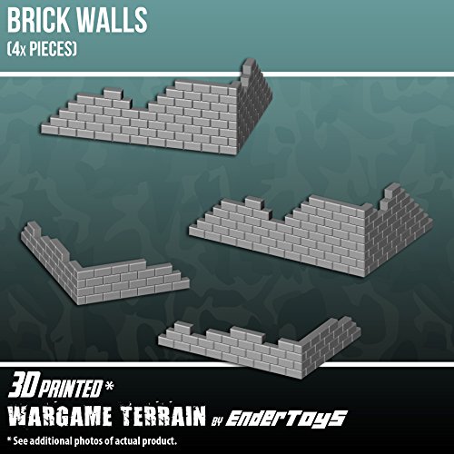 EnderToys Brick Walls, Terrain Scenery for Tabletop 28mm Miniatures Wargame, 3D Printed and Paintable