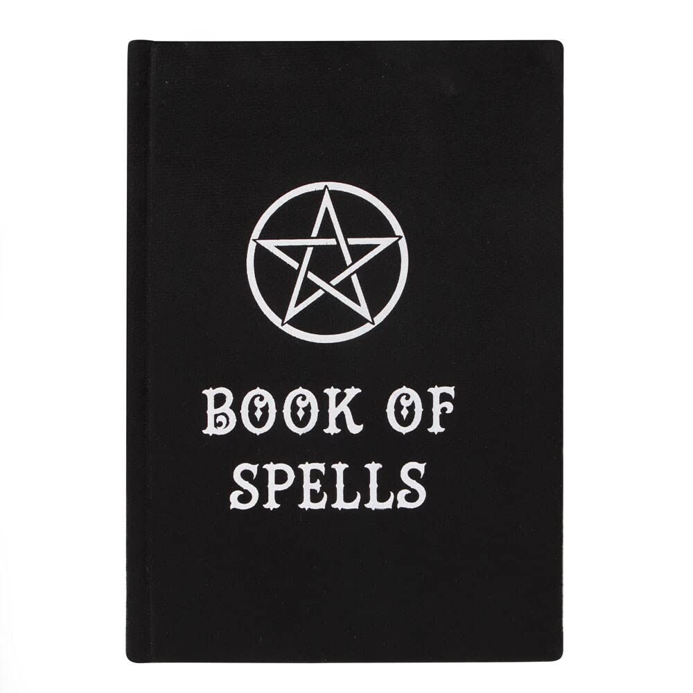Mystical Book of Spells Velvet A5 Notebook - 21cm x 15cm (1 Pc.) - Luxe Black Velvet Cover with Pentagram Design, Lined Pages for Easy Note - Taking Ideal for Storing Spells & Notes