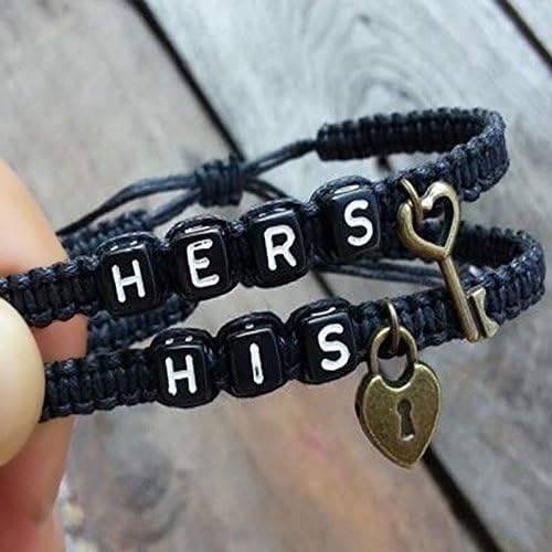 Flamboyantgoods 1pair Couples Lovers Bracelet His Hers Personalized Gift Key lock Jewelry