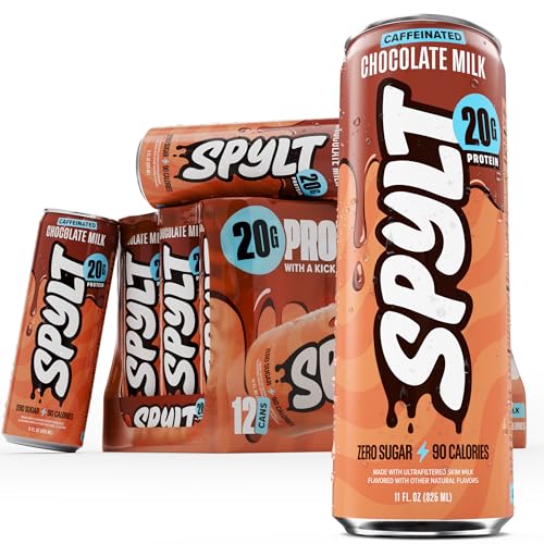Spylt High Protein Chocolate Milk with 60mg Caffeine & 20g Protein - 90 Calories, Ready to Drink, Sugar Free, Lactose Free Milk, Perfect for Workout Recovery & Afternoon Pick Me Up - 12 Count - Packaging May Vary