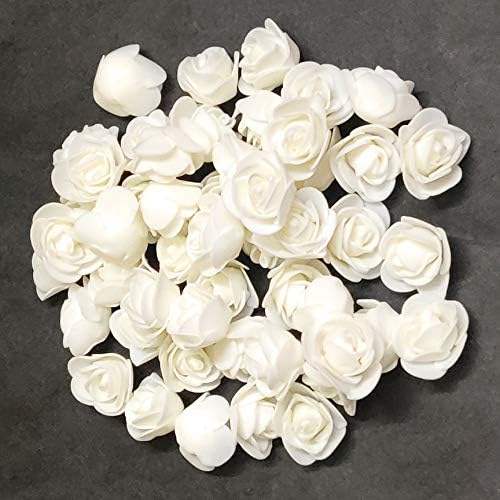 - 3 Cm White Color Foam Artificial Flower Roses for Tiara Making, Decoration, Crafts (Pack of 50 Pieces)