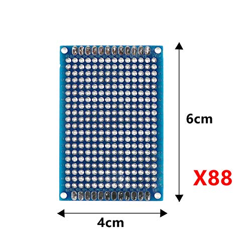88 Pcs (4x6cm) Double Sided PCB Board Prototype Kit Soldering 3 Colour Universal Printed Circuit Board for DIY Soldering and Electronic Project