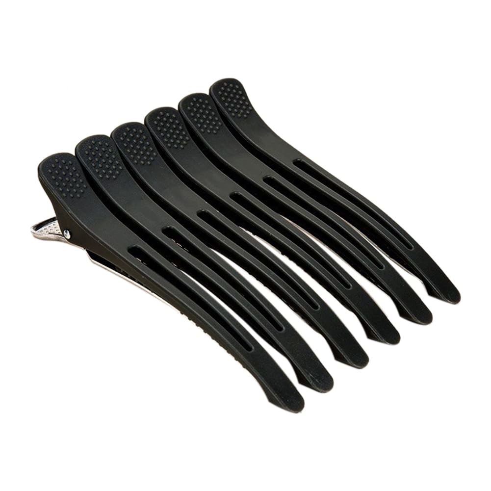 XIZONLIN 6Pcs Hair Clips for Styling Sectioning Non Slip No-Trace Duck Billed Hair Clips Hair Cutting Clips for Hairdresser Women Men Girls Salon Home Hair Dying Accessories Black