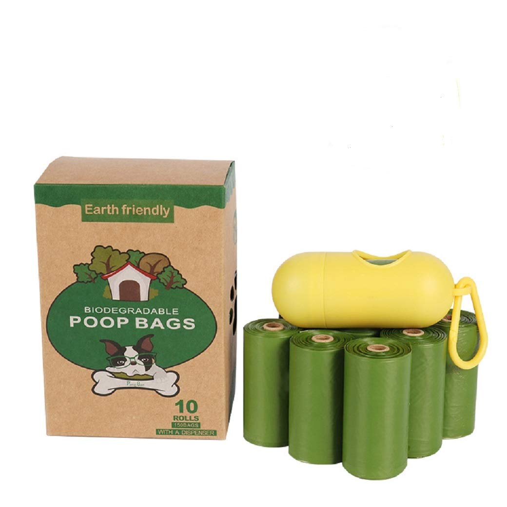 Dog Pet Poo Waste Liner Bags Eco Friendly Degradable Poop Bags with Clip Lead Dispenser Leak Proof - 10 Rolls/150 count