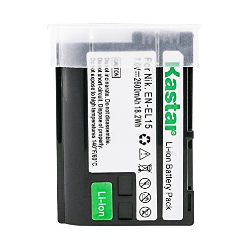 Kastar Battery 1 Pack for Nikon EN-EL15 Battery, Nikon MH-25 Charger and Nikon 1 V1 D500 D600 D610 D750 D800 D800E D810 D810A D850 D7000 D7100 D7200 D7500 Digital Cameras