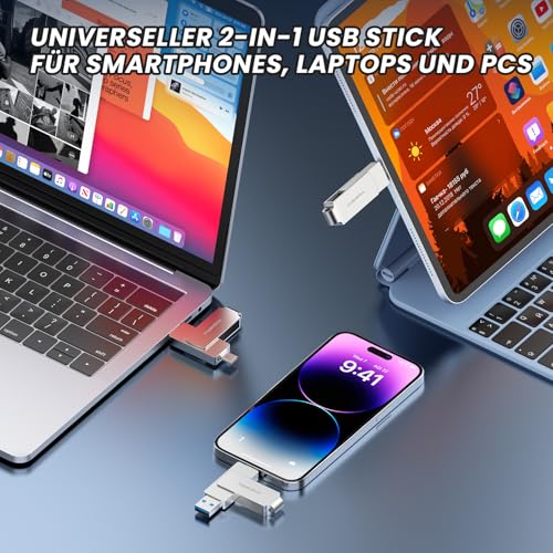 DIGIERA 512GB 2-in-1 USB-A & USB-C Flash Drive, USB 3.2 Gen 1 Thumb Drive, 540MB/s Read 430MB/s Write, 360° Swivel Compact Aluminium Memory Stick for File Transfer, Backup & Travel Storage