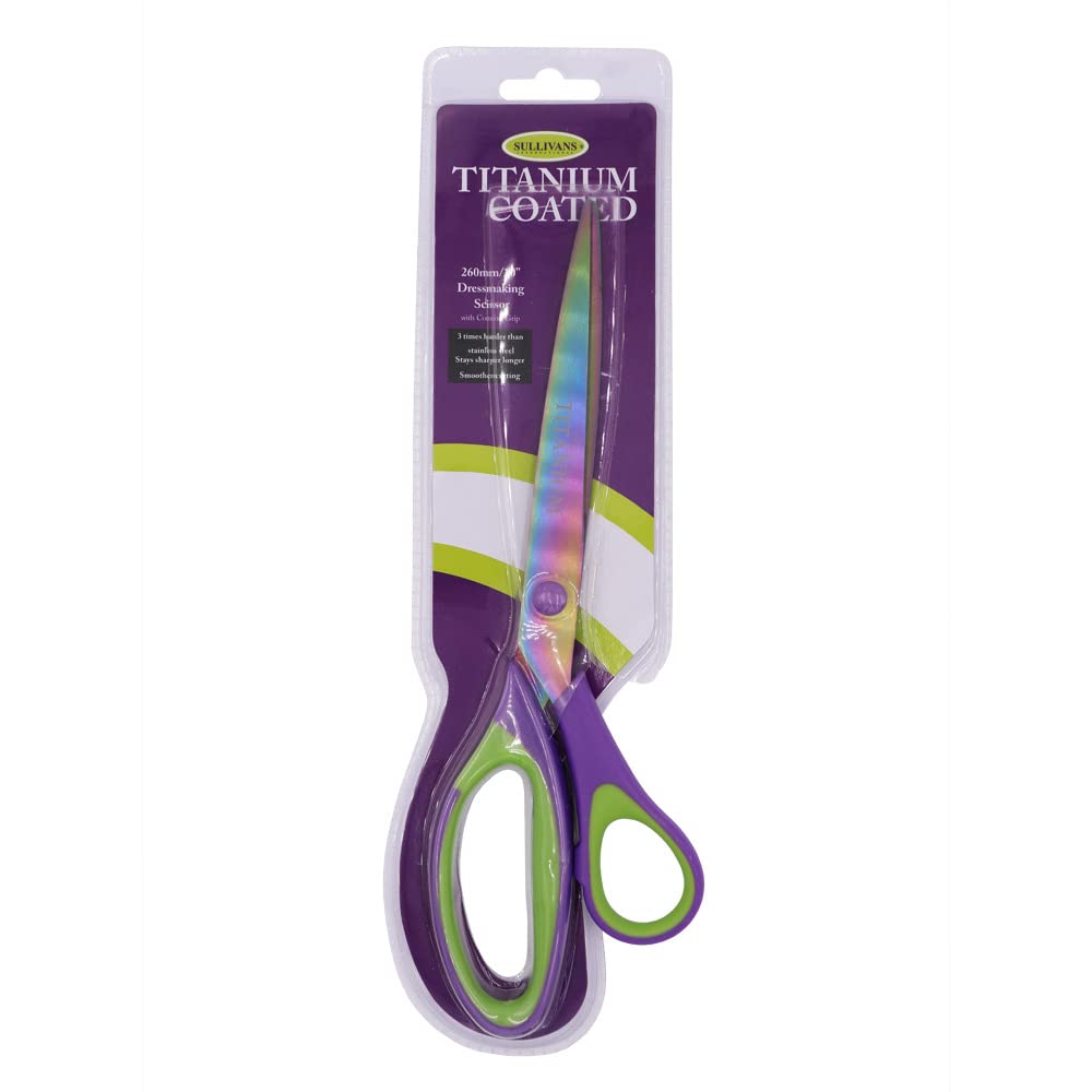 Sullivans Metal Titanium Dressmaker Scissors 10-inch, Purple/Green