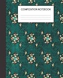 Composition Notebook: Turquoise And Faux Gold Peacock Bird Pattern College Ruled Notebook Lined School Journal