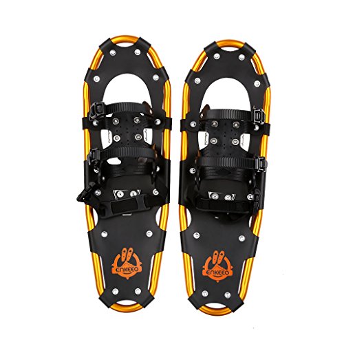 ENKEEO All Terrain Snowshoes Lightweight Aluminum Alloy with Carry Bag Adjustable Ratchet Bindings, 160 lbs. Capacity, 25 inches