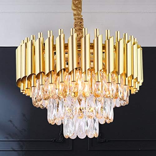 Modern Crystal Pendant Light 3 Tiers Raindrop Crystal Chandelier Round Chandelier Flush Mount Ceiling Lighting Fixture For Living Room Dining Room Lobby Restaurant E12x5 Lights Gold Goodiesaffilito