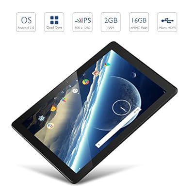 Dragon Touch X10 Tablet 10.1 inch Android Tablet 2GB RAM 16GB Nand Flash Android 7.0 Nougat, 10 Inch Quad Core 800x1280 IPS Display with Micro HDMI Slot
