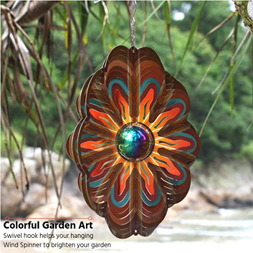 Art Jardin Wind Spinners Outdoor Metal Garden Wind Spinner 12 Inch SS
