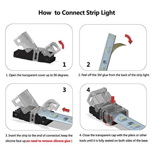 Alightings LED Connector for 4Pin 5050 RGB Waterproof LED Strip Lights- Strip to Wire Quick Connection, 20 - 18 AWG Wire No Stripping