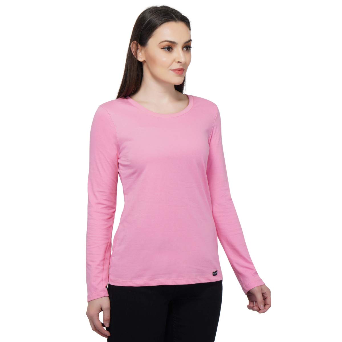 full sleeve plain t shirts for womens