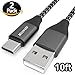 Xcords USB Type C Cable, USB C Cable 2Pack 10FT Extra Long USB C to USB 2.0 Nylon Braided S9 Charger Cable for Galaxy S9, S9 Plus,S8, S8 Plus LG G5 G6 V30, HTC 10, Nexus 5X/6P, Google Pixel XL(Black)