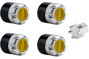 DJX M4 Wheel Nuts Center Locking Hubs Wheel Caps W/Tool for Traxxas TRX4 Axial SCX10 90046 D90 Tamiya Redcat HPI 1/10 RC Crawler Car(Yellow)