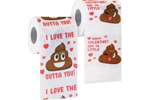 Cheerin Funny Valentines Day Toilet Paper Roll - Poop Emoji Valentines Toilet Paper Prank - Funny Bathroom Gifts - Romantic Love You Toilet Paper - Valentines Day Gag Gifts for Him Her (2 rolls)
