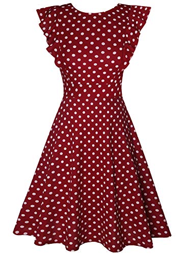 IHOT Women's Vintage Ruffle Floral Flared A Line Swing Casual Cocktail Party Dresses