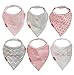 Baby Girl Bandana Bibs (6 Pack) | Bunny Set for Teething and Drool by oak + mini (Pink Gray Rabbit)
