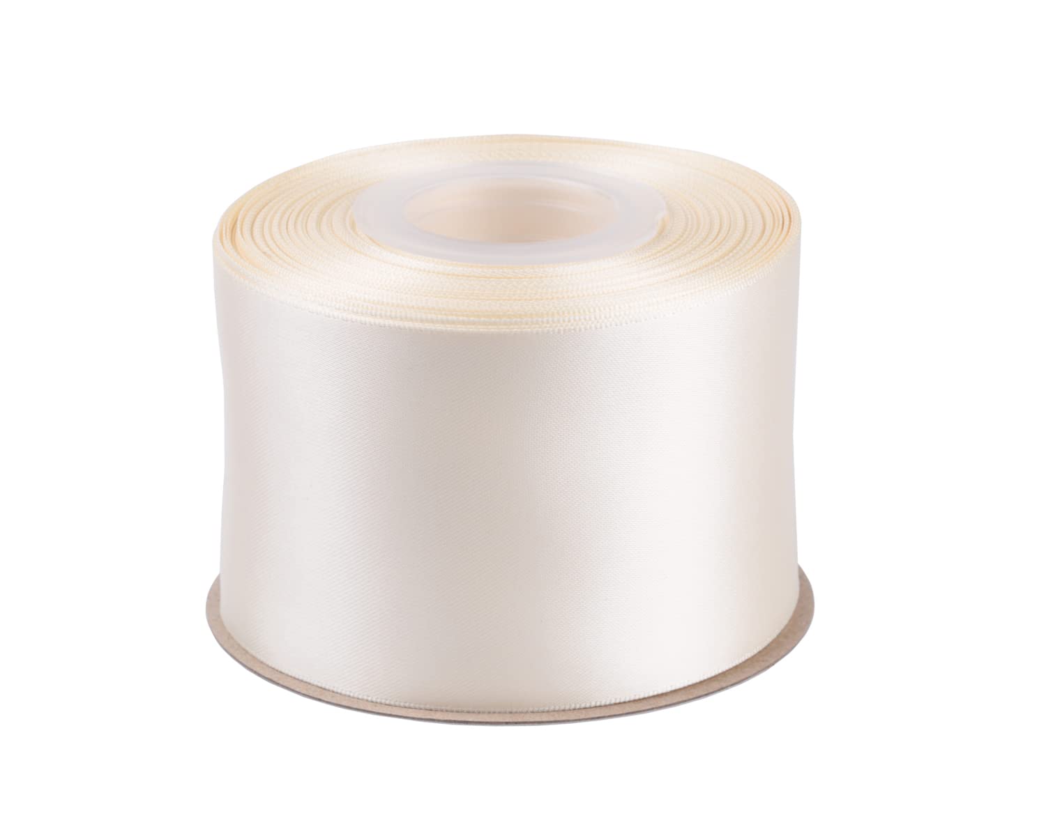 Fondersy 63mm X 22M Double Faced Satin Ribbon Ivory Polyester Ribbon for Gift Wrapping Wedding Decoration Floral Arrangement Crafts