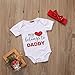 Birsppy Baby Girls Lovely Color Sentence Print Love Heart Pattern Summer Romper+Headband (0-3 M, White)