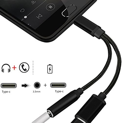 2 in 1 USB Type C Cable Fast Charge to 3.5mm Audio Jack Headphone Adapter Converter Supports Audio and Charging for Motorola MotoZ, Letv Le Pro 3 (USB-C 01)