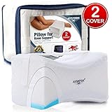 Thick & Soft Knee Pillow for Side Sleepers with Strap as Orthopedic Contour Knee Pillows for Sleeping Between Knees for Joint Pain, Back Pain, Sciatica Pain Relief + Extra 100% Natural Cotton Cover