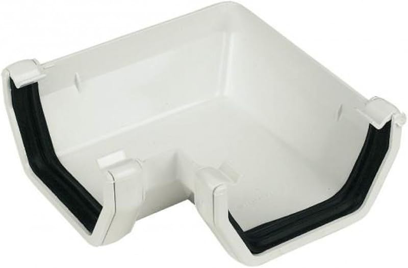 FloPlast 114mm Square Gutter 90 Degree Angle White 1 Pack