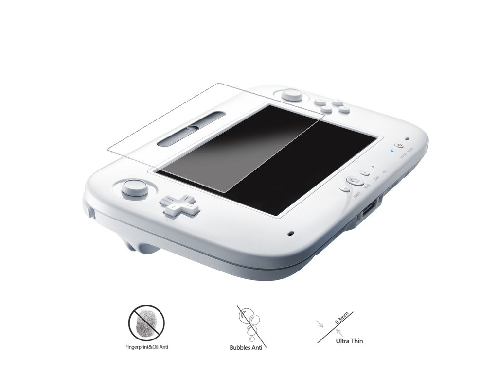 (Pack of 2) Tempered Glass Screen Protector for Nintendo Wii U, Akwox [0.3mm 2.5D High Definition 9H] Premium Clear Screen Protective Film for Nintendo Wii U