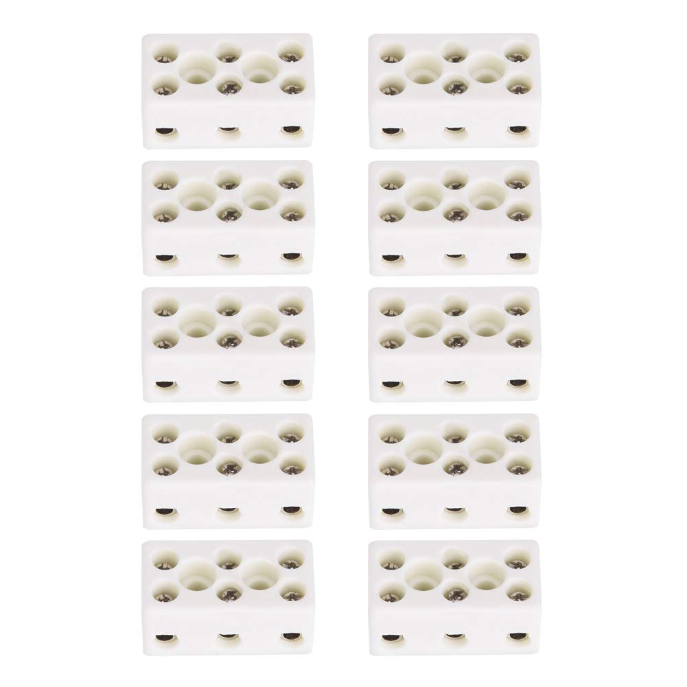 Ceramic Terminal Block, Suitable Screw Terminal Strip Copper Made 33.53x17.85x15.50mm,Terminal block