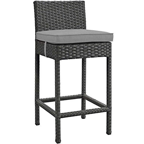 Modway EEI-1957-CHC-GRY Sojourn Outdoor Patio Sunbrella Bar Stool, Canvas Gray