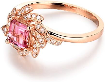 Natural Tourmaline Diamond Solid 14K Rose Gold Ring Jewelry Sets Engagement