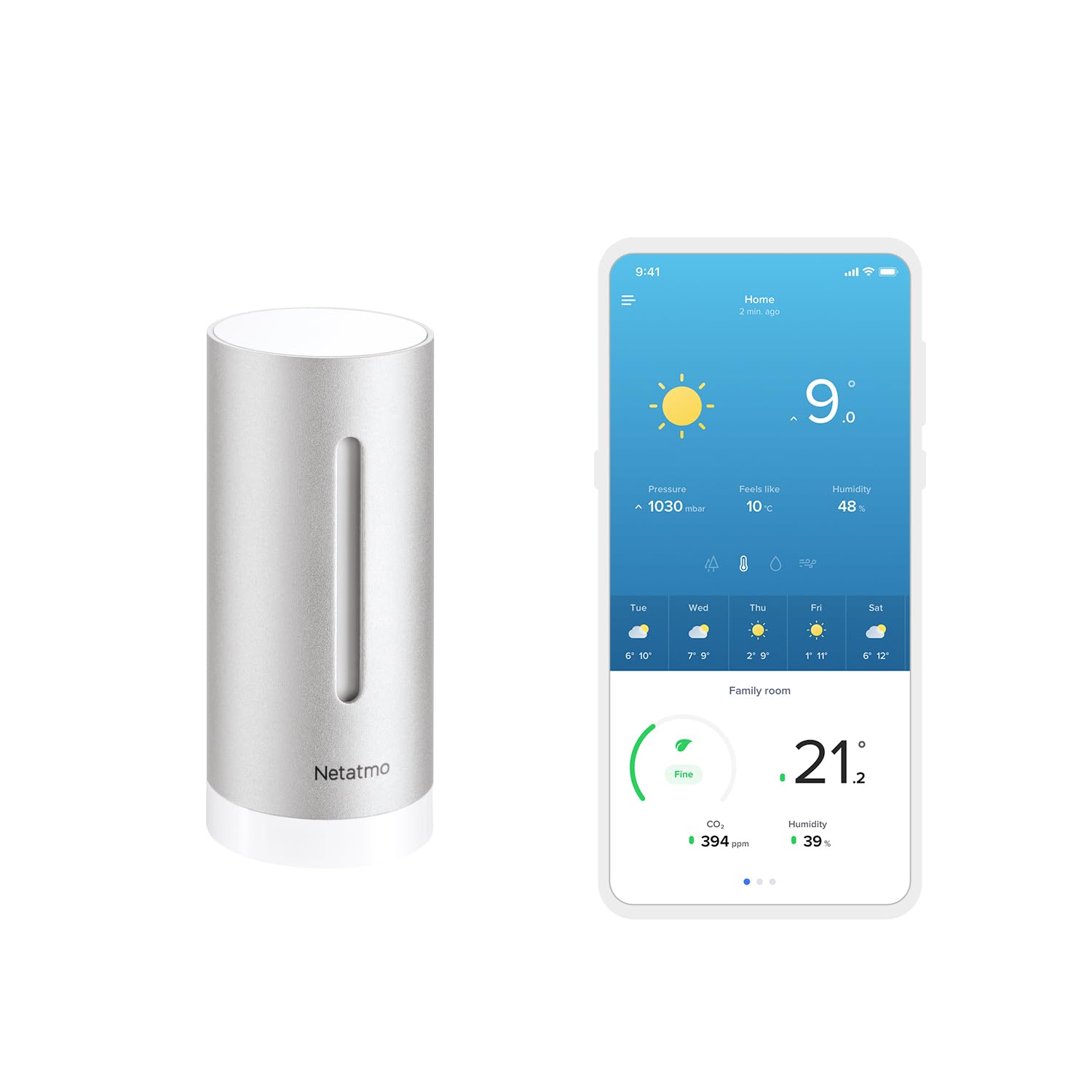 Netatmo Additional Indoor Module for Weather Station, Monitoring Temperature, Humidity and Air Quality (CO2), Smartphone Control, NIM01-WW, Accessory