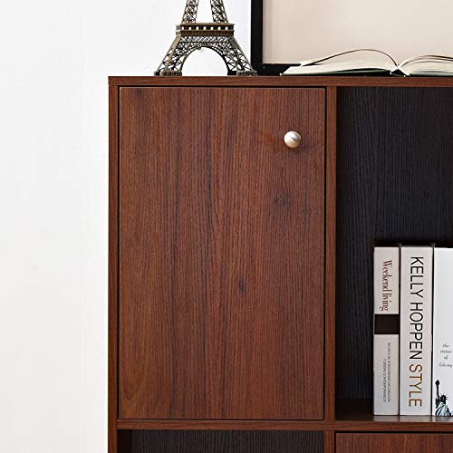 image for DlandHome Bookcase, 2-Door & 2-Cube, Modern Floor Utility Storage Cabi