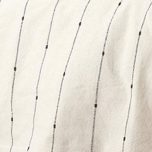 Piper Classics Farmcloth Stripe King Coverlet Bedspread, 97" x 110", Urban Rustic Farmhouse Bedding, Natural Cream Woven w/Black Stripes Blanket