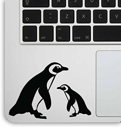 Aftermarket Graphics - 2x Qty Penguin and Baby for laptop / car / guitar Decal Sticker (BLACK)