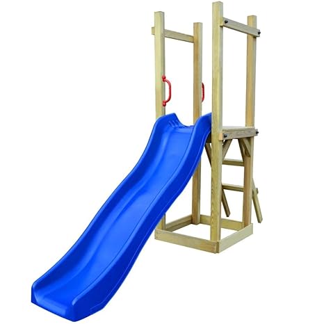 Vislone Spielturm Kletterturm Kinder Garten Spielplatz Holzturm mit Rutsche und Leiter Kiefernholz 237 x 60 x 175 cm