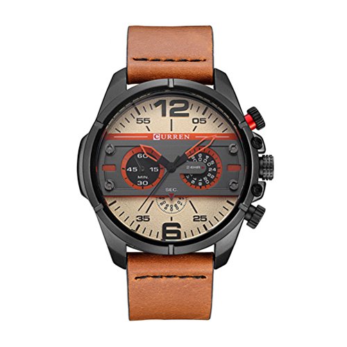 CURREN Luxury Brand Men Quartz Luminous Watch Moda Sport Khaki Correa de Cuero Relojes de Pulsera a Prueba de Agua