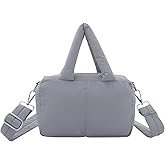 Oweisong Small Puffer Tote Bag for Women Quilted Puffy Crossbody Bag Padded Puff Purse Shoulder Handbag