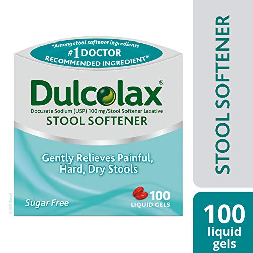 DulcoLax Stool Softener, Liquid Gels, 100 Count, Gentle, Stimulant Free-Laxative, Softens Stools for Relief from Constipation, Irregular Bowel Movements, Hard, Dry, Painful Stools