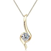 PROSTORY 1CT Moissanite Pendant Necklace for Women D Color VVS1 925 Sterling Silver Infinity Chain Necklace Gift for Her Wife Mom Birthday