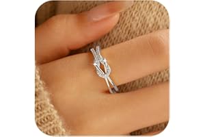 KIFUTENG Mother Daughter Ring Best Friend Knot Rings for Women 925 Sterling Silver Dainty Cubic Zirconia Stackable Band Promise Rings for Her Jewelry Birthday Gifts