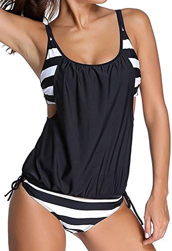 Women's Beach Sexy Sports Stripe Two-Piece Set Of High-Waisted Large Code Swimsuit S-XXXXXL