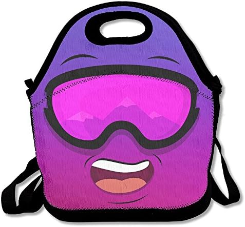 Cool Suglasses Emoji Face Purple Lunch Bags Insulated Travel Picnic Lunchbox Tote Handbag With Shoulder Strap For Women Teens Girls Kids Adults