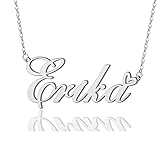 AOLO Erika Heart Name Necklace Silver Stainless