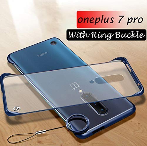 Mobistyle Ultra Thin Frameless Matte Transparent with Ring Buckle Back Cover Case for oneplus 7pro / oneplus 7 Pro (Ring
