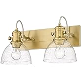 Golden Lighting Hines 2-Light Vanity Light in Brushed Champagne Bronze and Seeded Glass
