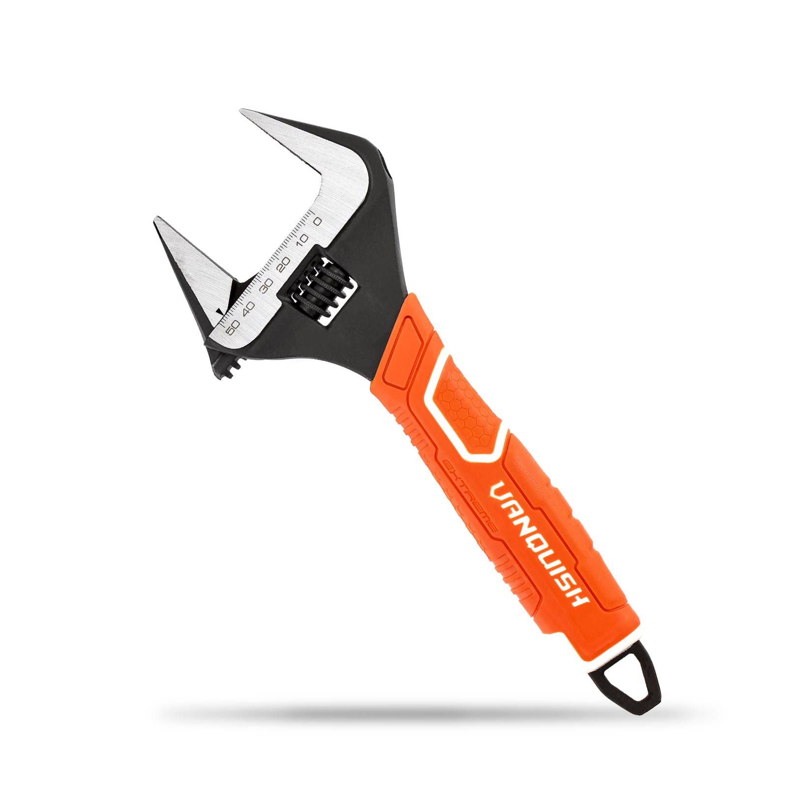 Vanquish 10 Inch Adjustable Wrench, 1-7/8” Wide Jaw Opening Plumbing Wrench, CR-V Steel, SAE and Metric Scale Marked, with Comfort Grip Handle and Hanging Hole (3153)