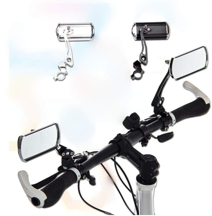Extrbici Bike Rear View Mirror Reflector Aluminum Alloy Stable Mounting Base Clear Convex Lens 360 Degree Multi-angle Flexible Rotation 22.2mm Mount for Most Bikes Handlebar (Silver) - Image 4