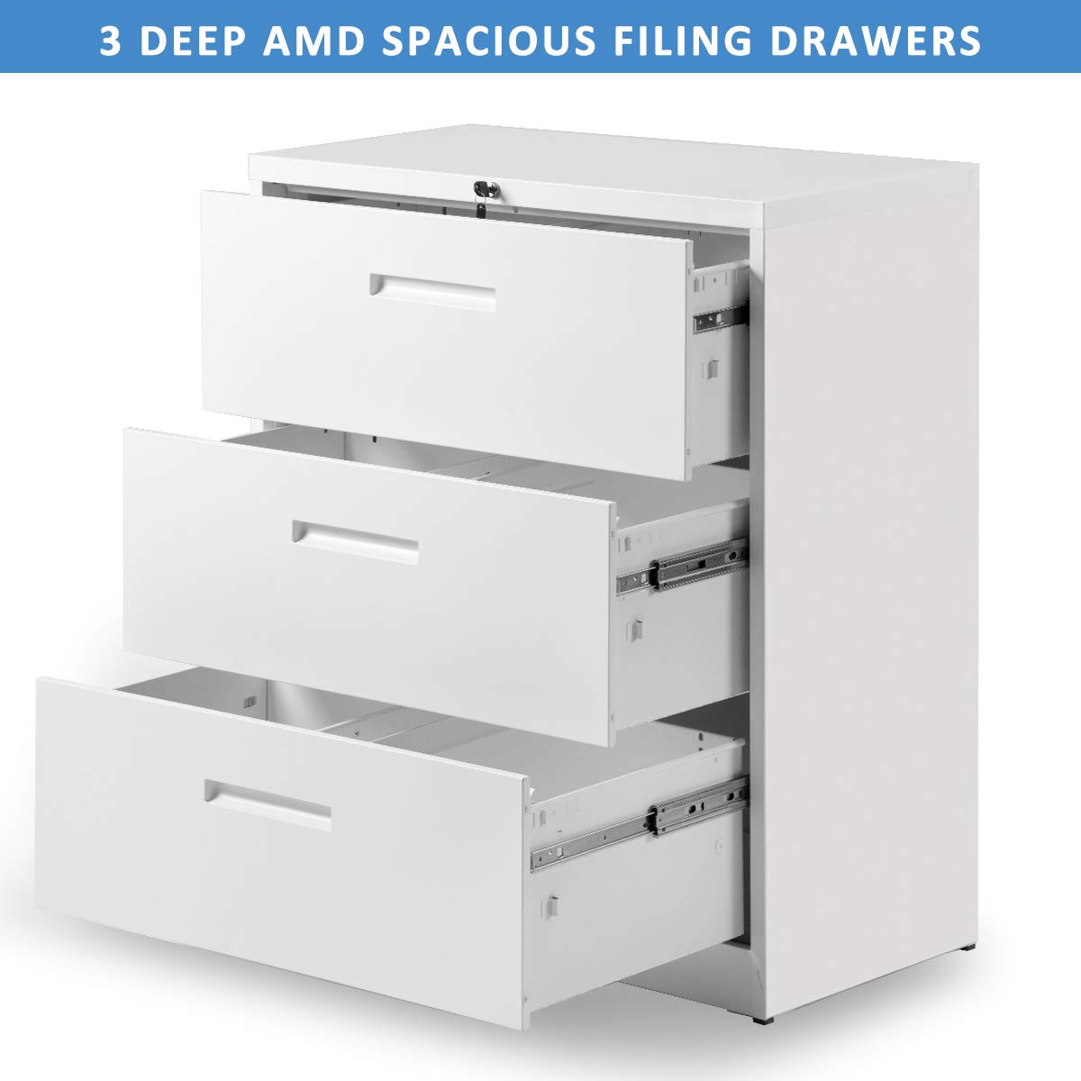 2 Drawers Lateral File Cabinet With Lock Lockable Heavy Duty Metal Black File Cabinet By Meritline File Cabinets Lateral File Cabinets